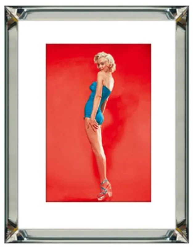 Casa Padrino Designer Bild Marilyn Monroe mit verspiegeltem Bilderrahmen Silber / Mehrfarbig 60 x 4,5 x H. 80 cm - Dekoratives Wandbild - Wanddeko - Deko Accessoires Nur Heute