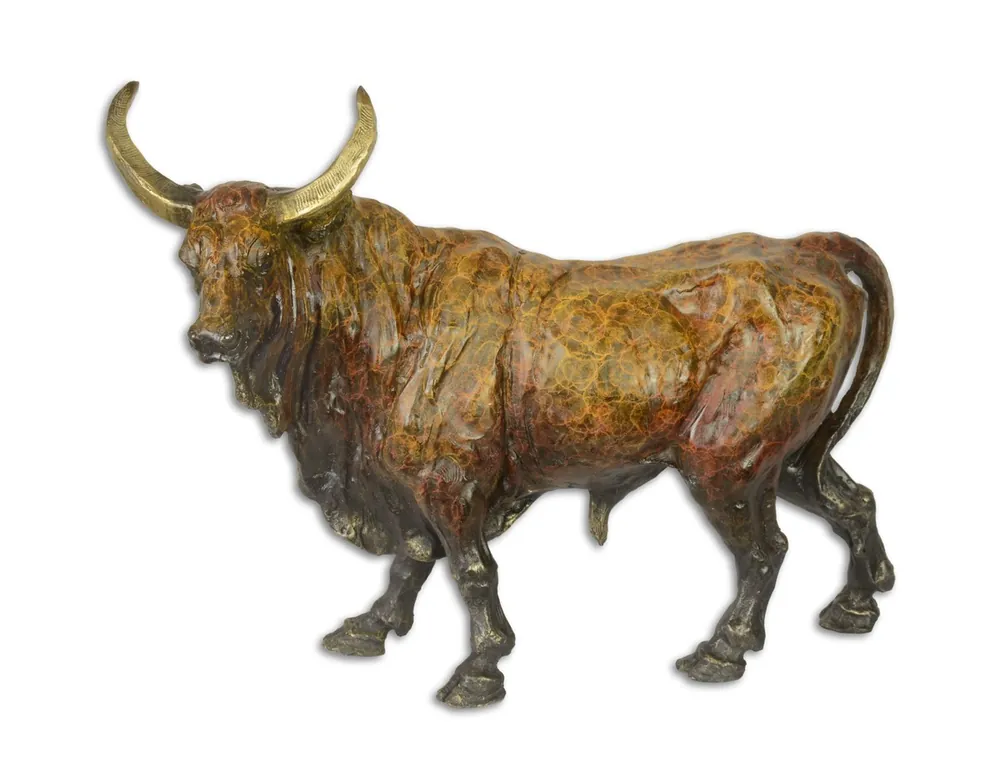 Casa Padrino Luxus Bronzefigur asiatischer Büffel 16,8 x 47,5 x H. 35,6 cm - Bronze Skulptur - Dekofigur - Deko Accessoires Zertifiziert