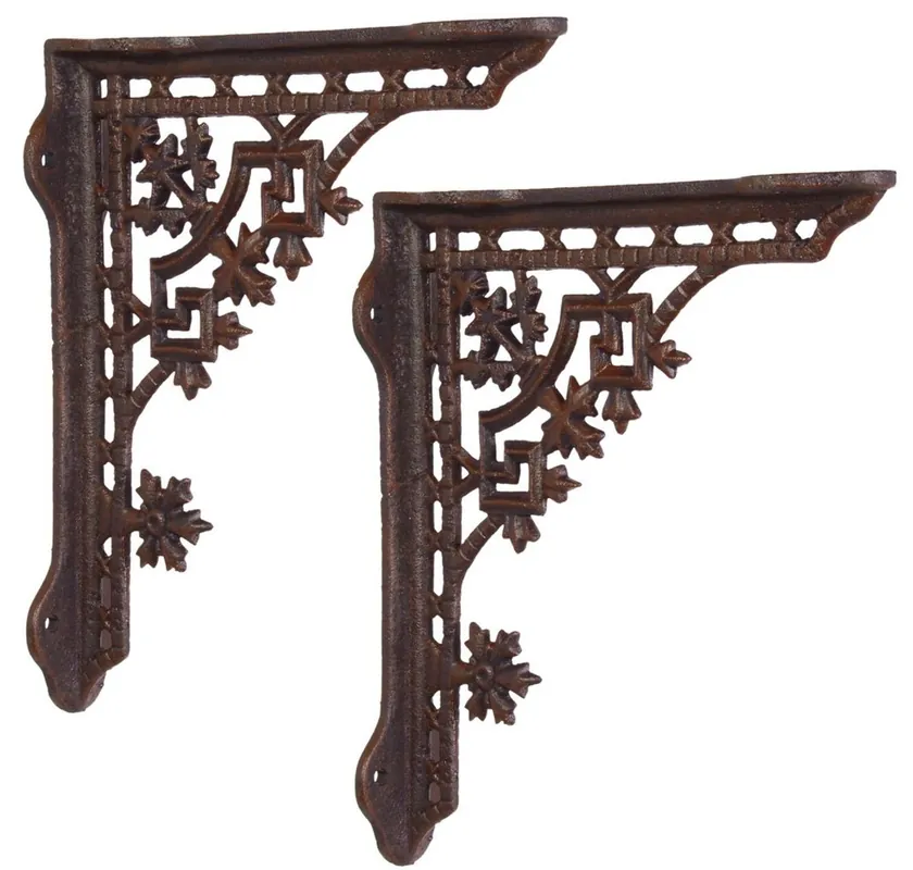 Casa Padrino Jugendstil Gusseisen Wandhalter Set Braun H. 26,5 cm - Barock & Jugendstil Wanddeko Heißes Angebot