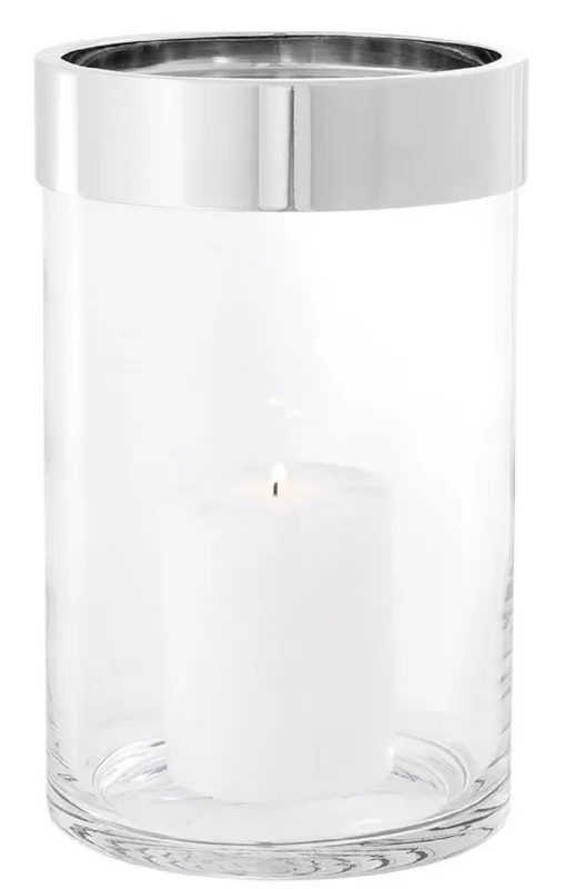 Letzte Chance Casa Padrino Luxus Kerzenleuchter Silber Ø 20 x H. 31,5 cm - Runder Glas Kerzenleuchter mit Aluminium Ring - Luxus Kollektion