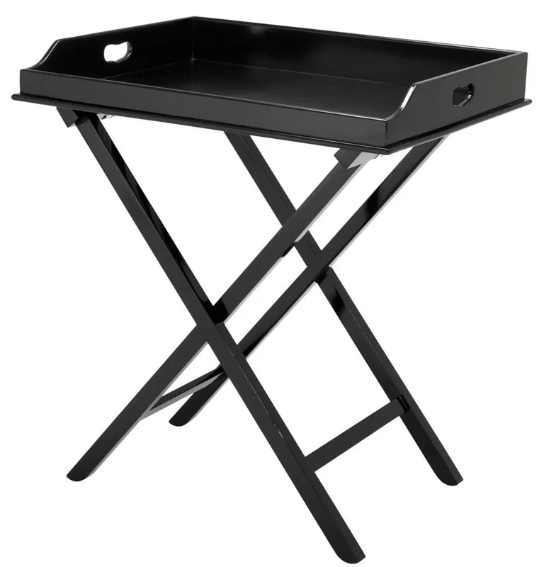 Rabatt Casa Padrino Luxus Serviertablett mit Ständer Schwarz 77 x 59,5 x H. 81,5 cm - Abnehmbares und klappbares Mahagoni Tablett - Luxus Accessoires