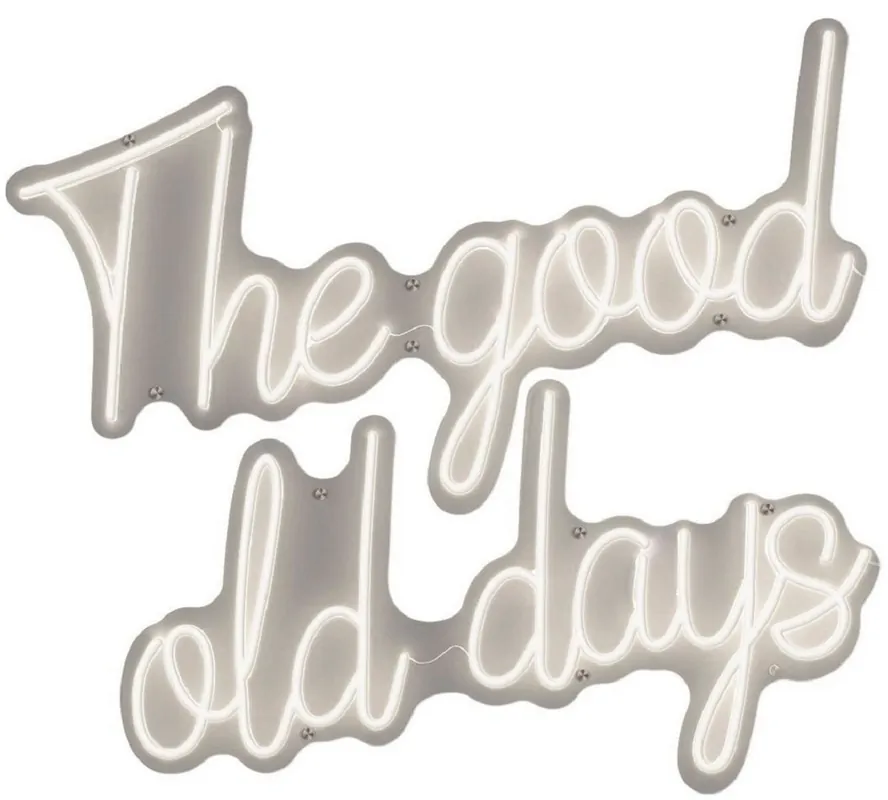 Casa Padrino Luxus LED Leuchtreklame The Good Old Days Weiß Neon 97 x 2 x H. 90 cm - LED Deko Schild - Luxus Wanddeko Gleich Bestellen
