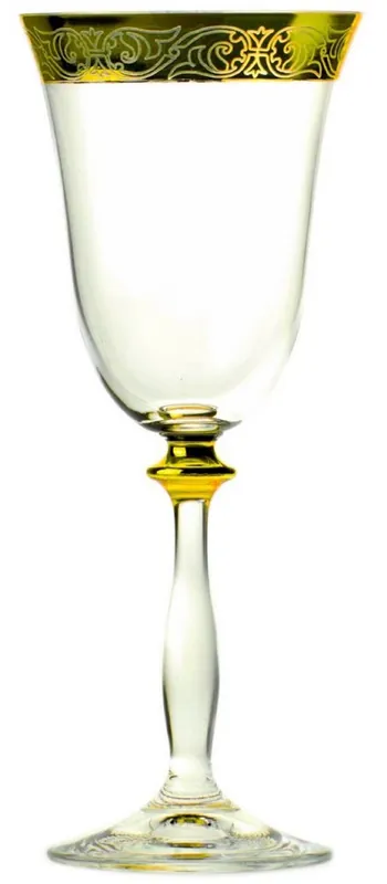 Casa Padrino Luxus Barock Weinglas 6er Set Gold Ø 8 x H. 20 cm - Handgefertigte und handgravierte Weingläser - Hotel & Restaurant Accessoires - Luxus Qualität Aktuell