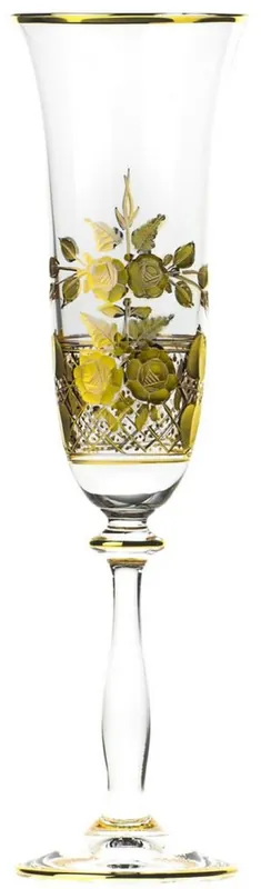 Casa Padrino Luxus Barock Champagnerglas 6er Set Gold Ø 7 x H. 24,5 cm - Handgefertigte und handgravierte Champagnergläser - Hotel & Restaurant Accessoires - Luxus Qualität Mengenrabatt