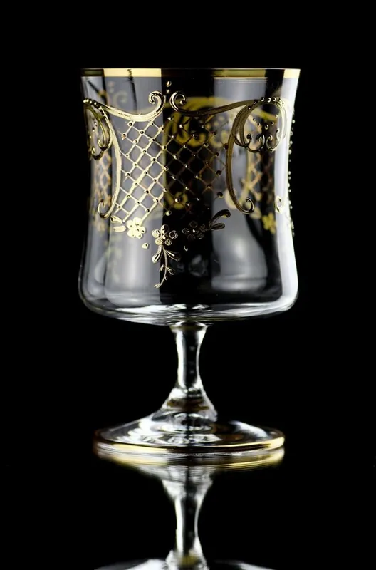 Großhandel Casa Padrino Luxus Barock Brandy Glas 6er Set Gold Ø 8,5 x H. 14,5 cm - Handgefertigte und handbemalte Cognacgläser - Hotel & Restaurant Accessoires - Luxus Qualität