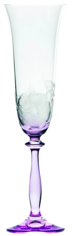 Casa Padrino Luxus Barock Champagnerglas 6er Set Lila Ø 7 x H. 24,5 cm - Handgefertigte und handgravierte Champagnergläser mit Blumen Design - Hotel & Restaurant Accessoires Garantierte Lieferung