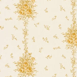 Casa Padrino Barock Vliestapete Cremefarben / Beige / Gold - Barockstil Wohnzimmer Tapete mit elegantem Blumenmuster - Barock Wanddeko Preisreduziert