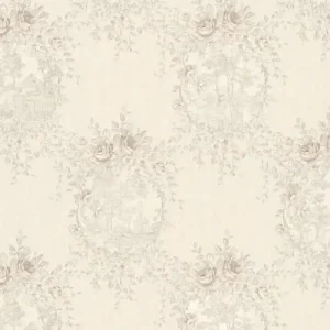 Casa Padrino Barock Vliestapete Grau / Silber - Barockstil Wohnzimmer Tapete mit elegantem Blumenmuster - Barock Deko Accessoires Hochwertig