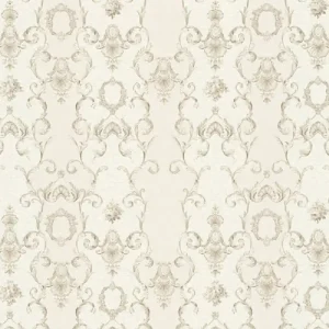 Gleich Bestellen Casa Padrino Barock Vliestapete Creme / Grau - Barockstil Wohnzimmer Tapete mit elegantem Muster - Barock Deko Accessoires