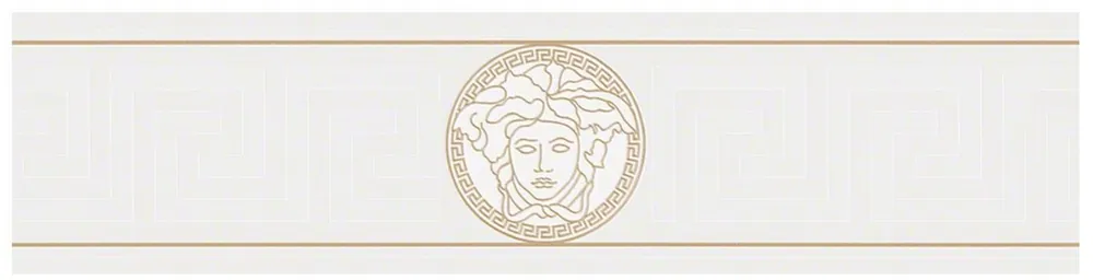 Großhandel Versace Designer Barock Vliestapete Greek 935223 Weiß / Gold - Bordüre - Design Tapete - Luxus Qualität