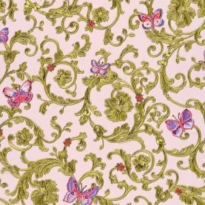 Neu Im Sortiment Versace Designer Barock Vliestapete Butterfly Barocco 343254 Rosa / Mehrfarbig / Gold - Design Tapete - Luxus Qualität