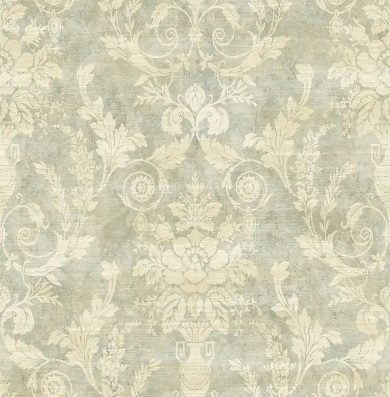 Casa Padrino Barock Papiertapete Beige / Blau - 10,00 x 0,52 m - Edle Mustertapete im Barockstil Neue Ware