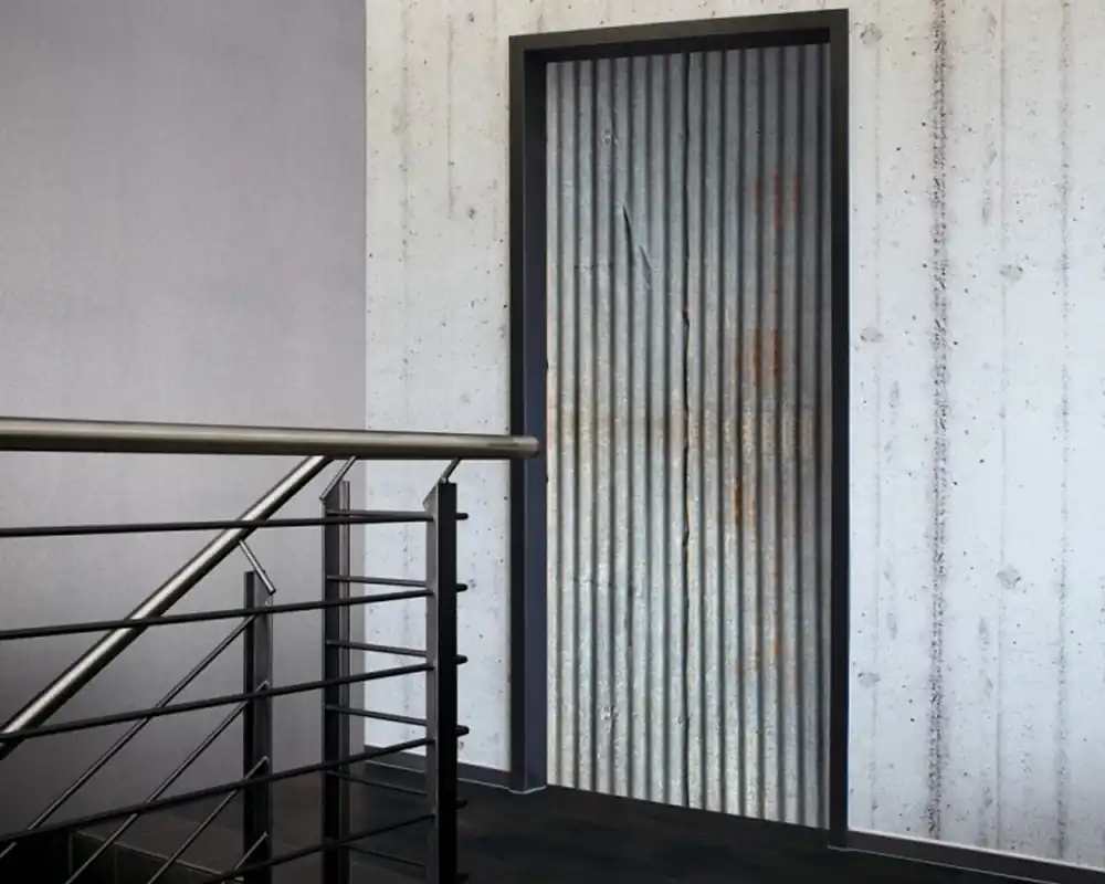 Echt Tür 2.0 XXL Wallpaper für Türen 20016 Wellblech - selbstklebend- Blickfang für Ihr zu Hause - Tür Aufkleber Tapete Fototapete FotoTür 2.0 XXL Vintage Antik Stil Retro Wallpaper Fototapete
