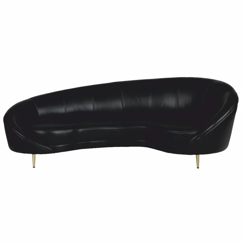Zertifiziert Casa Padrino Luxus Leder Sofa Schwarz / Messing 230 cm - Echtleder Möbel