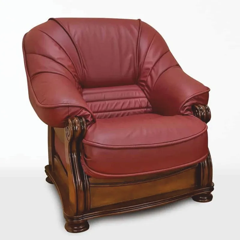 Casa Padrino Luxus Barock Leder Sessel Bordeauxrot / Braun - Barock Möbel Sonderaktion