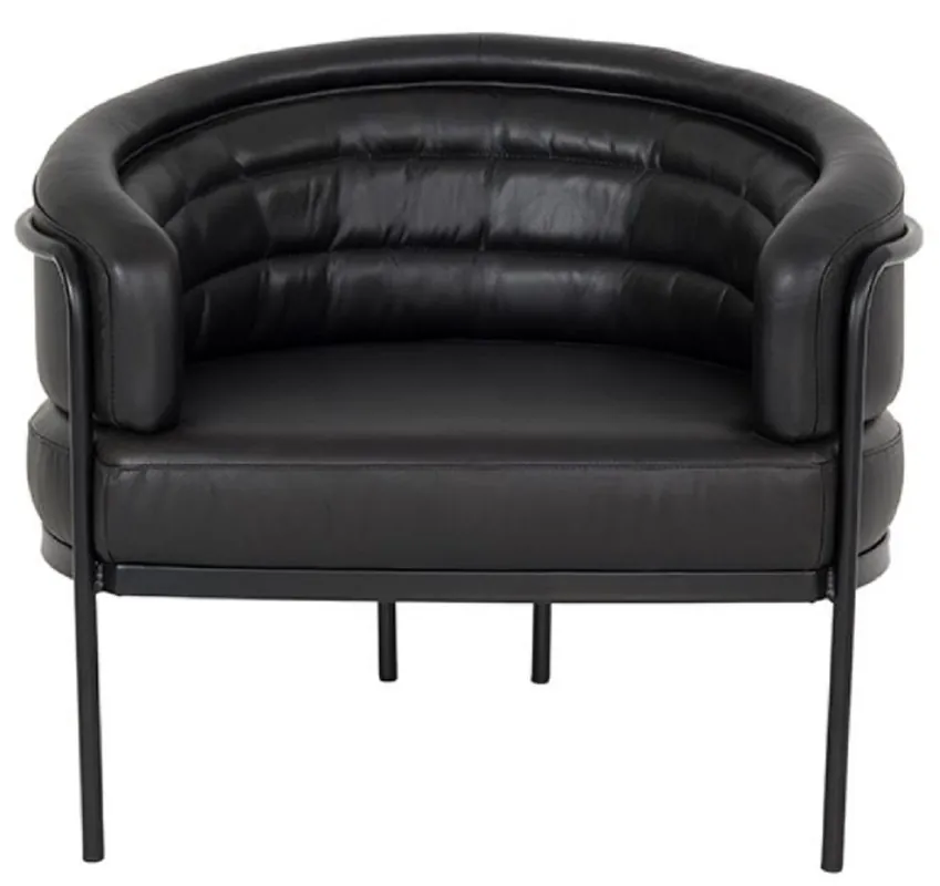 Online Kaufen Casa Padrino Luxus Leder Sessel Schwarz 86 x 71 x H. 69 cm - Echtleder Wohnzimmer Sessel - Echtleder Möbel - Luxus Möbel