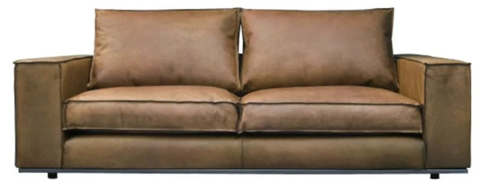 Direkt Vom Hersteller Casa Padrino Luxus Leder Sofa Braun 205 x 106 x H. 83 cm - Echtleder Wohnzimmer Sofa - Wohnzimmer Möbel - Leder Möbel - Luxus Möbel