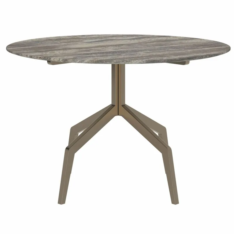 Schnäppchen Casa Padrino Luxus Esstisch mit Travertin Tischplatte Grau / Bronze Ø 120 cm