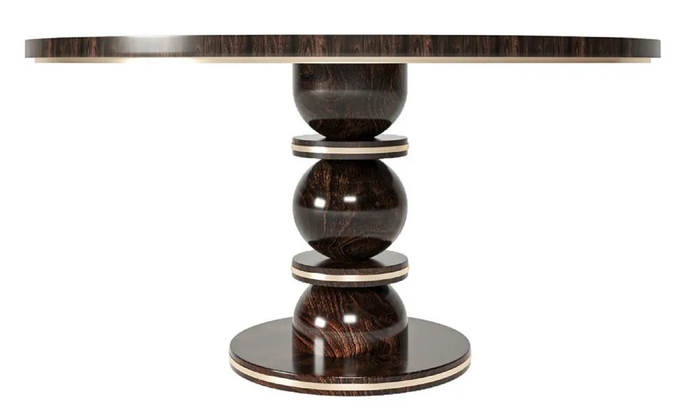 Casa Padrino Luxus Esstisch Dunkelbraun / Messing Ø 150 x H. 76 cm - Runder Massivholz Esszimmertisch - Esszimmer Möbel - Luxus Möbel Online Kaufen