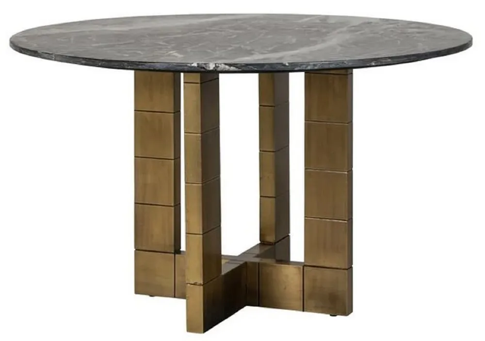 Gleich Bestellen Casa Padrino Luxus Esstisch Schwarz / Gold Ø 130 x H. 76 cm - Runder Küchentisch mit Marmorplatte - Esszimmer Möbel - Luxus Möbel