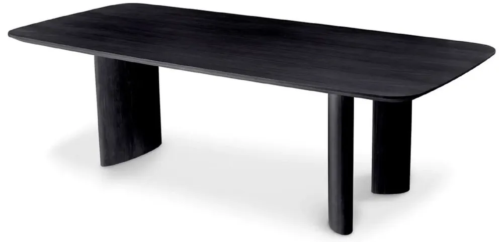 Preisreduziert Casa Padrino Luxus Esstisch Schwarz 241 x 109,5 x H. 77 cm - Rechteckiger Massivholz Küchentisch - Esszimmer Möbel - Küchen Möbel - Luxus Möbel - Luxus Einrichtung