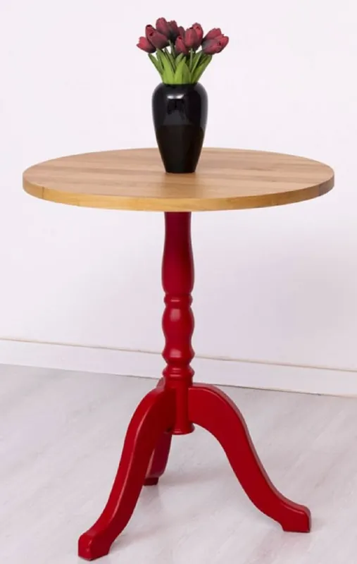 Garantierte Lieferung Casa Padrino Landhausstil Esstisch Naturfarben / Rot Ø 70 x H. 78 cm - Runder Massivholz Küchentisch - Esszimmer Möbel im Landhausstil - Massivholz Esszimmer Möbel - Landhausstil Möbel