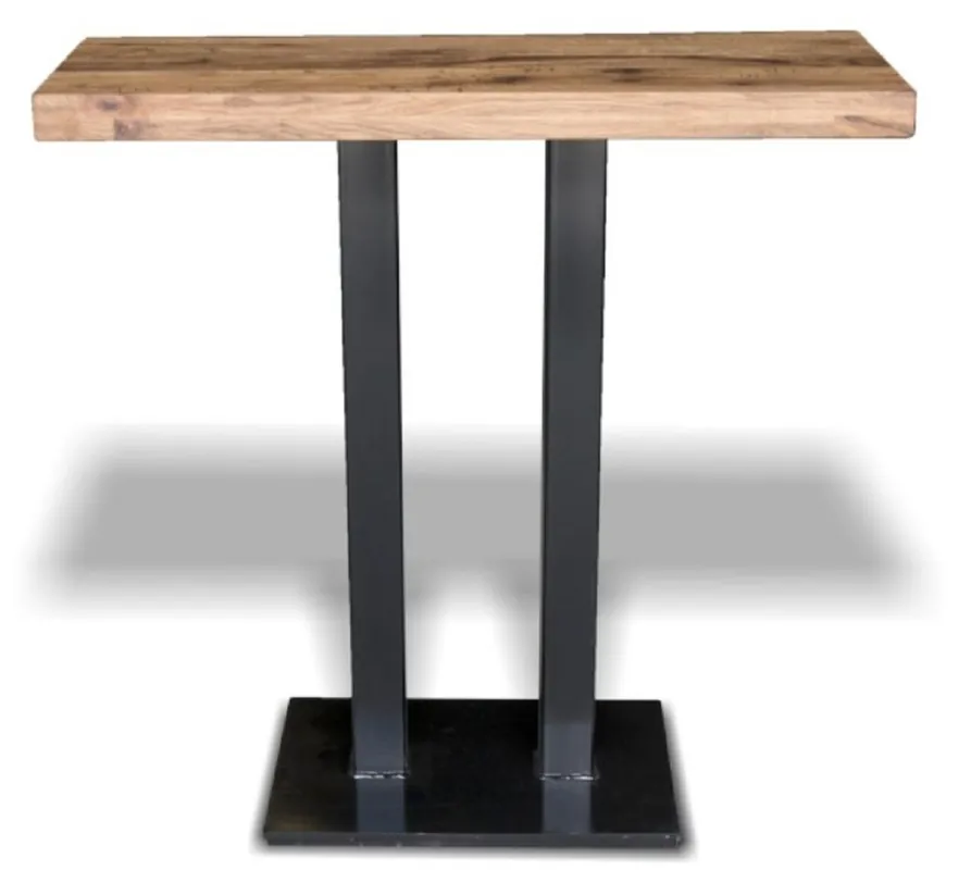 Im Trend Casa Padrino Luxus Bartisch Naturfarben / Schwarz - Verschiedene Größen - Stehtisch mit Massivholz Tischplatte und Stahl Beinen - Bar Möbel - Bistro Möbel - Gastronomie Möbel - Luxus Möbel