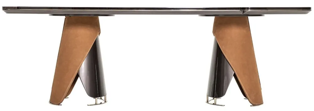 Preis Gesenkt Casa Padrino Luxus Esstisch Dunkelbraun / Grau / Hellbraun / Gold 240 x 113 x H. 79,5 cm - Massivholz Esszimmertisch mit Tischplatte in Marmoroptik - Esszimmer Möbel - Luxus Möbel