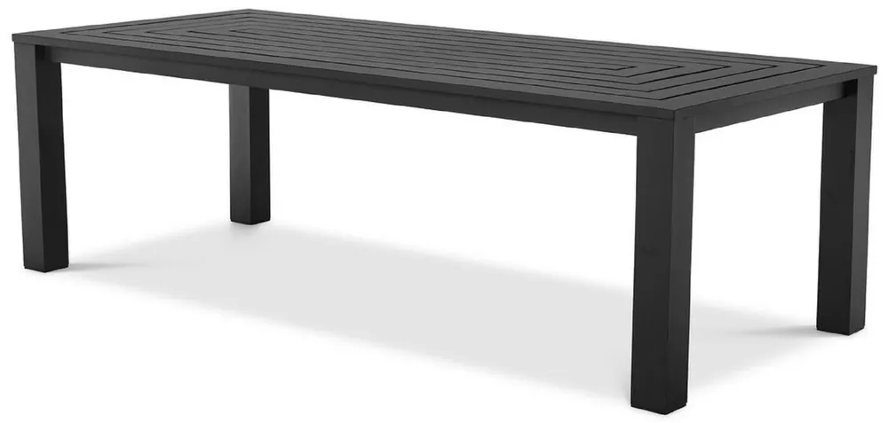Casa Padrino Luxus Esstisch Schwarz 240 x 105 x H. 74,5 cm - Wetterbeständiger Aluminium Tisch - Garten Tisch - Terrassen Tisch - Garten Möbel - Terrassen Möbel - Luxus Qualität Geprüft