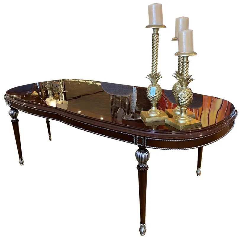Nur Für Kurze Zeit Casa Padrino Luxus Barock Esstisch Braun / Silber 230 x 106 x H. 80 cm - Edler Esszimmertisch im Barockstil - Barock Esszimmer Möbel