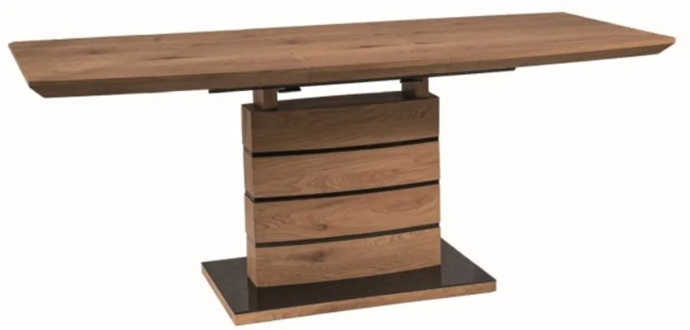 Casa Padrino Luxus Eichenholz Esstisch Braun / Schwarz 140-180 x 80 x H. 76 cm - Ausziehbarer Esszimmertisch - Esszimmer Möbel Must-Have