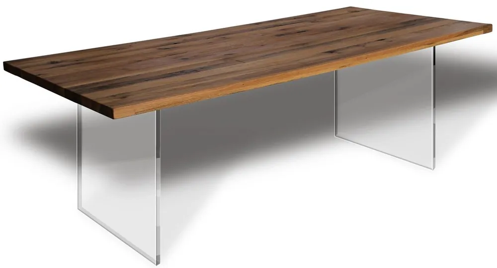 Letzte Chance Casa Padrino Luxus Esstisch - Verschiedene Farben & Größen - Küchentisch mit rustikaler Massivholz Tischplatte und Glasbeinen - Esszimmer Tisch