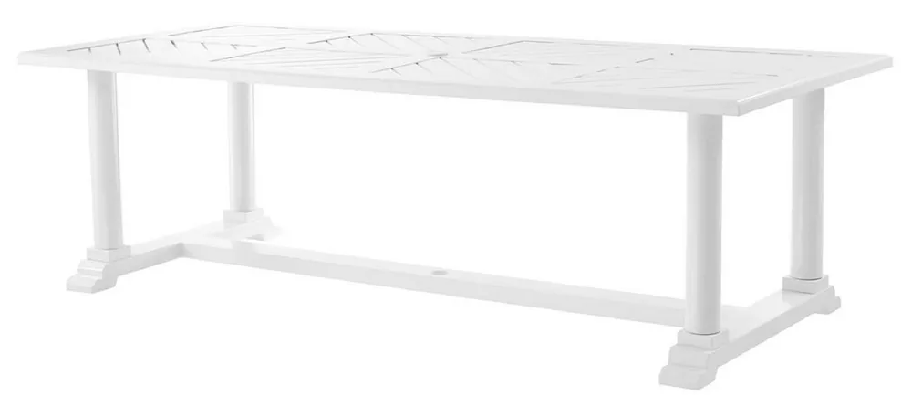 Sale Casa Padrino Luxus Esstisch Weiß 240 x 103 x H. 75 cm - Rechteckiger Küchentisch aus hochwertigen strapazierbarem Aluminium - Gartentisch