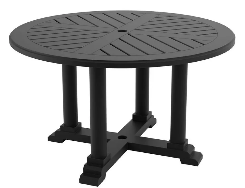 Handgefertigt Casa Padrino Luxus Esstisch Mattschwarz Ø 130 x H. 75 cm - Runder Küchentisch aus hochwertigen strapazierbarem Aluminium - Gartentisch