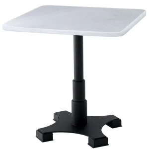 Ab Werk Casa Padrino Luxus Esstisch Weiß / Schwarz 75 x 75 x H. 75 cm - Küchentisch mit quadratischer Marmorplatte - Esszimmer Möbel