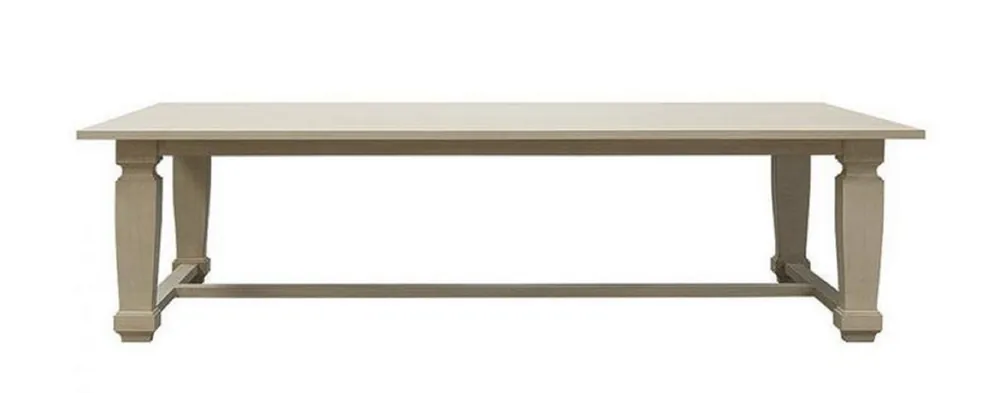 Sofort Bestellen Casa Padrino Luxus Landhausstil Esstisch Hellgrau 220 x 100 x H. 77 cm - Handgefertigter Massivholz Küchentisch - Edle Landhausstil Massivholz Esszimmer Möbel