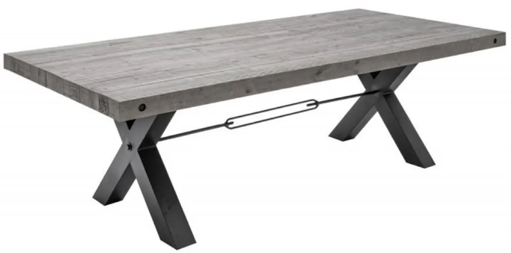 Casa Padrino Industrial Design Esstisch Grau / Schwarz 200 x 100 x H. 76 cm - Massivholz Küchentisch im Industrie Design - Esszimmer Möbel Garantierte Lieferung