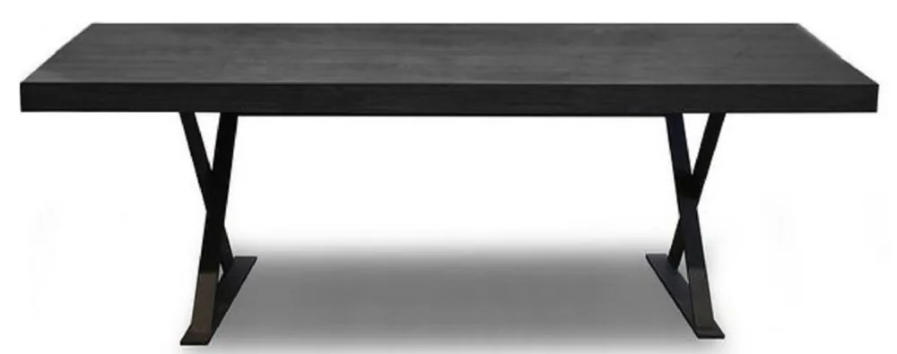 Handgefertigt Casa Padrino Luxus Massivholz Esstisch Schwarz 180 x 100 x H. 76 cm - Massiver Küchentisch - Massivholz Möbel