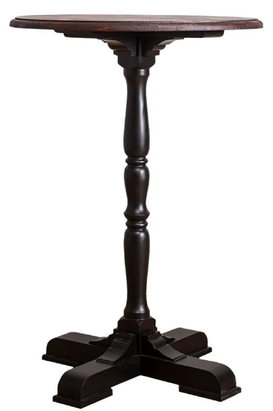 Rabatt Casa Padrino Landhausstil Stehtisch Schwarz / Dunkelbraun Ø 78 x H. 110 cm - Runder Bartisch im Landhausstil
