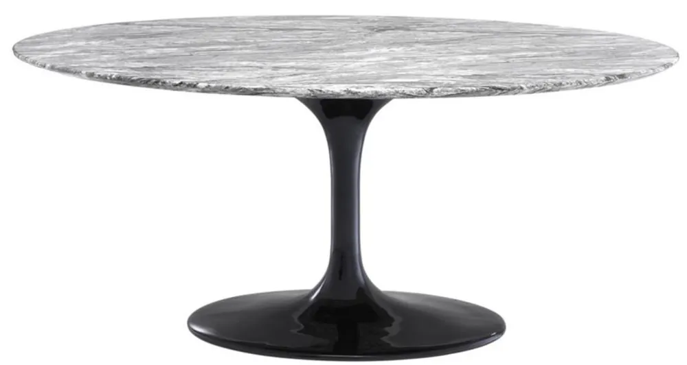 Casa Padrino Luxus Esstisch Grau / Schwarz 170 x 110 x H. 75 cm - Esszimmertisch mit Kunstmarmor Tischplatte Sichere Zahlung