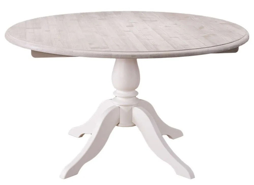 Preisknaller Casa Padrino Landhausstil Esstisch Naturfarben / Weiß Ø 130 x H. 78 cm - Esszimmermöbel im Landhausstil