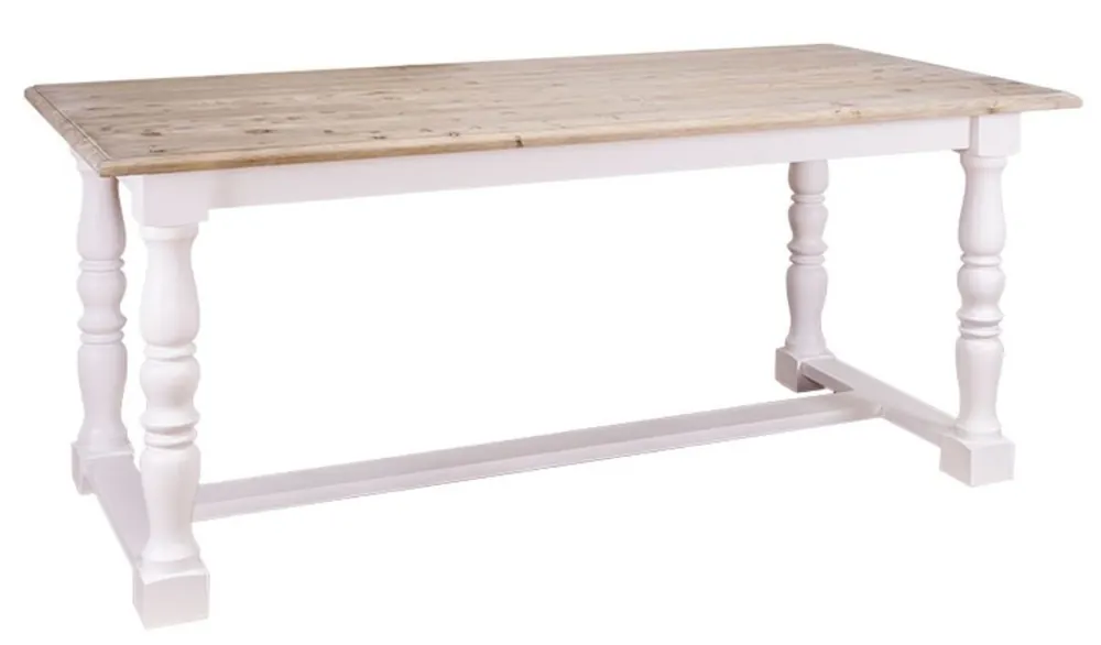 Casa Padrino Landhausstil Esstisch Naturfarben / Weiß 180 x 90 x H. 78 cm - Landhausstil Esszimmermöbel Saisonangebot