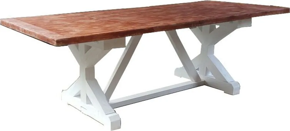 Top-Preis Casa Padrino Shabby Chic Esstisch Weiß Antik Stil / Holzfarben 240 x 100 cm - Landhaus Stil Tisch - Pinien Holz