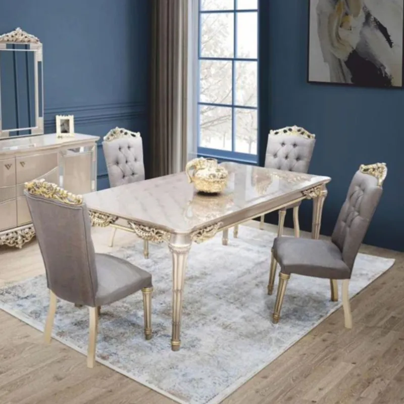 Top-Preis Casa Padrino Luxus Barock Esszimmer Set - Prunkvoller Barock Esstisch mit 6 Stühlen