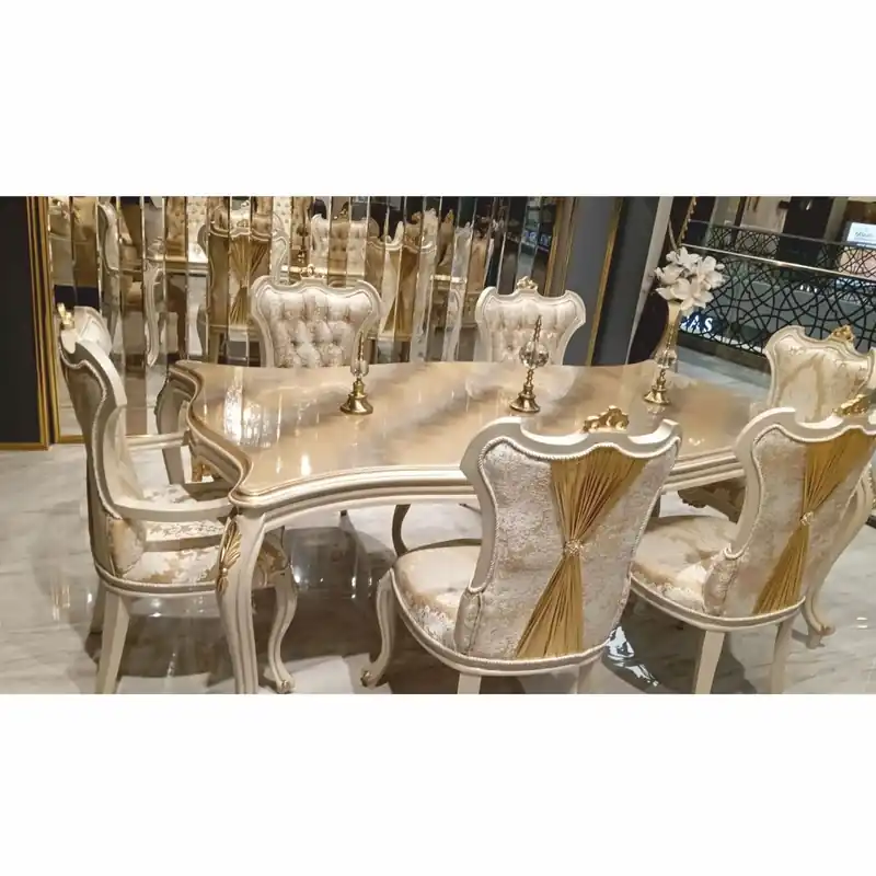 Großhandel Casa Padrino Luxus Barock Esszimmer Set Gold / Grau - 1 Barock Esstisch & 6 Barock Esszimmerstühle