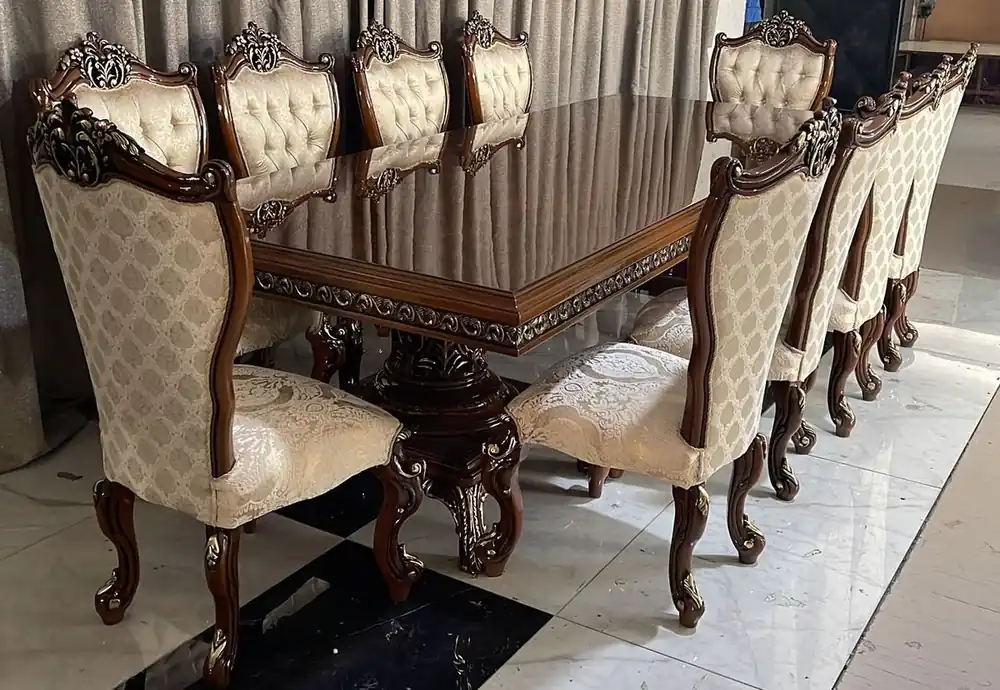 Nur Heute Casa Padrino Luxus Barock Esszimmer Set Braun / Gold - 1 Barock Esstisch & 10 Barock Esszimmerstühle - Barock Esszimmer Möbel - Luxus Esszimmer Möbel im Barockstil - Edel & Prunkvoll