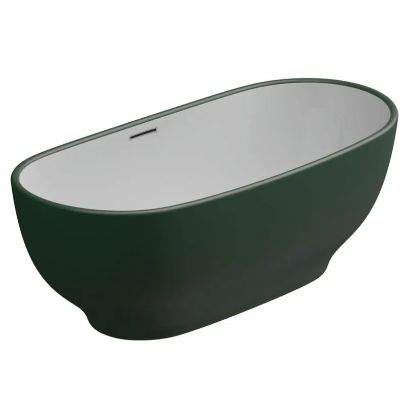 Casa Padrino Freistehende Luxus Acryl Badewanne Dunkelgrün / Weiß 170 cm - Made in Italy Kostenloser Versand