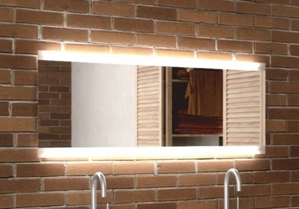 Markenprodukt Casa Padrino Luxus Badezimmer Spiegel 120 x 4 x H. 50 cm - Wandspiegel mit LED Hintergrundbeleuchtung - Badezimmer Möbel - Badezimmer Accessoires - Luxus Möbel