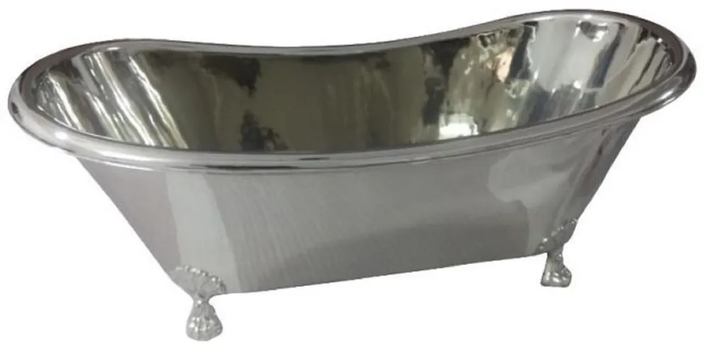 Casa Padrino Luxus Jugendstil Kupfer Badewanne Silber / Silber Verchromt 170 x 72 x H. 71 cm - Freistehende Retro Badewanne - Rustikale Kupfer Badezimmer Möbel Begrenztes Angebot