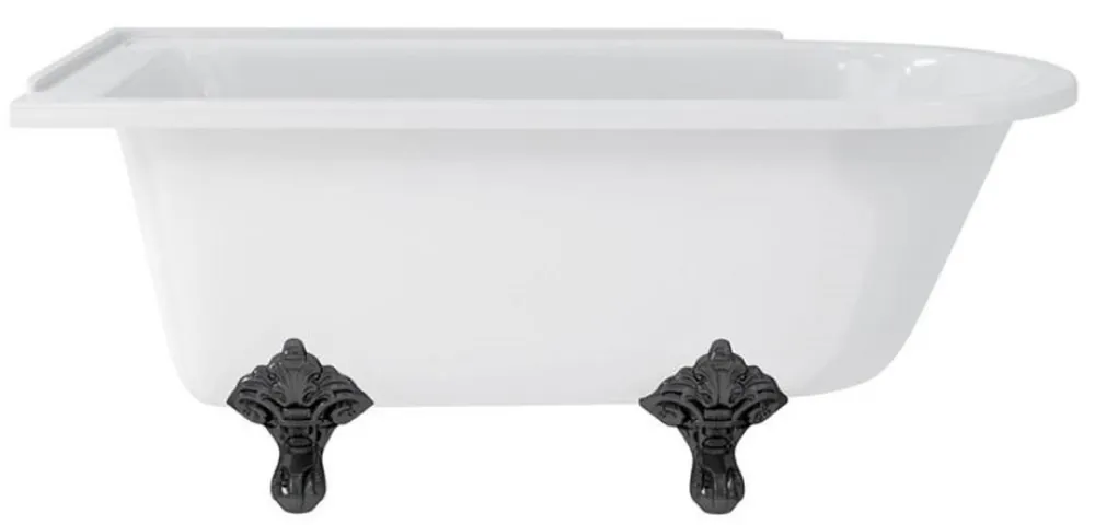 Geld-Zurück-Garantie Casa Padrino Luxus Jugendstil Badewanne Weiß / Schwarz 150 x 75 x H. 65 cm - Freistehende Retro Acryl Badewanne - Nostalgische Retro Badezimmer Möbel